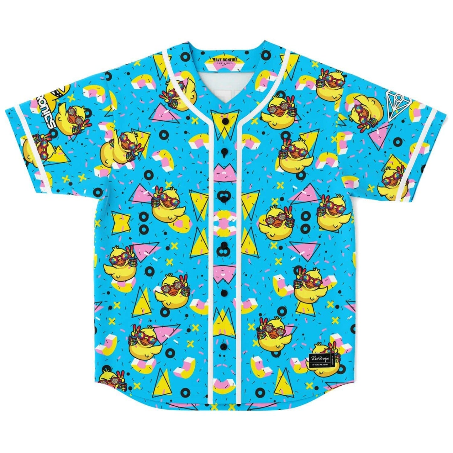 Bright Cyan Cartoon Rubber Rave Baseball Jersey