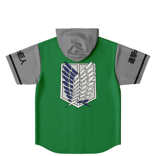 Kelly Green Attack Titan Rave Hooded Baseball Jersey