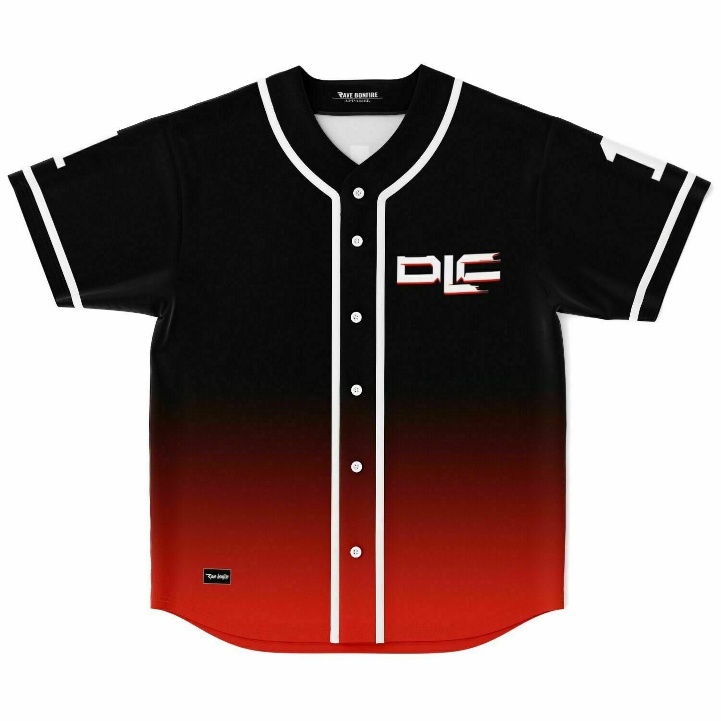 DLC Black Red Geometric Origami Rave Baseball Jersey