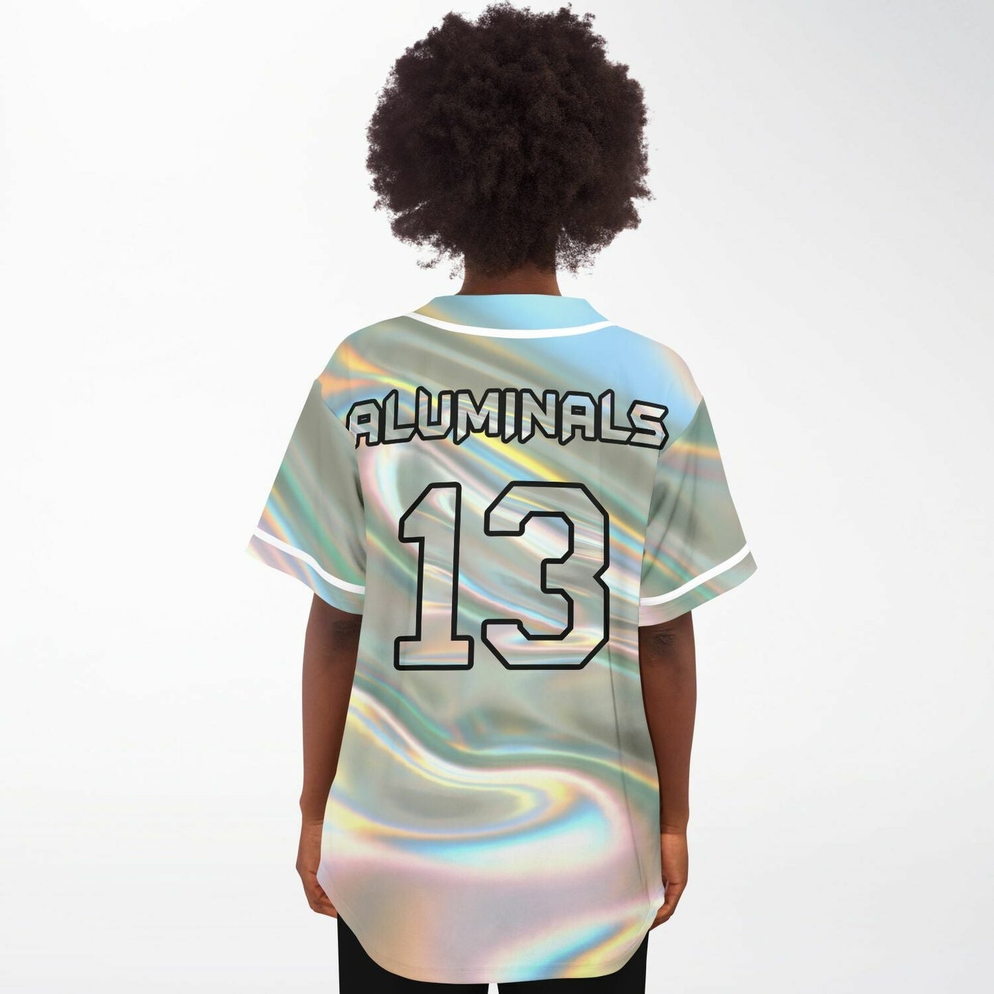 Silver Liquid Holographic Rave Baseball Jersey
