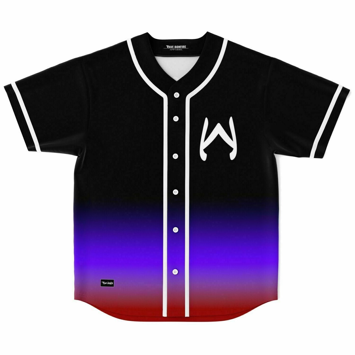 Black Blue Stylized ‘W’ Rave Baseball Jersey
