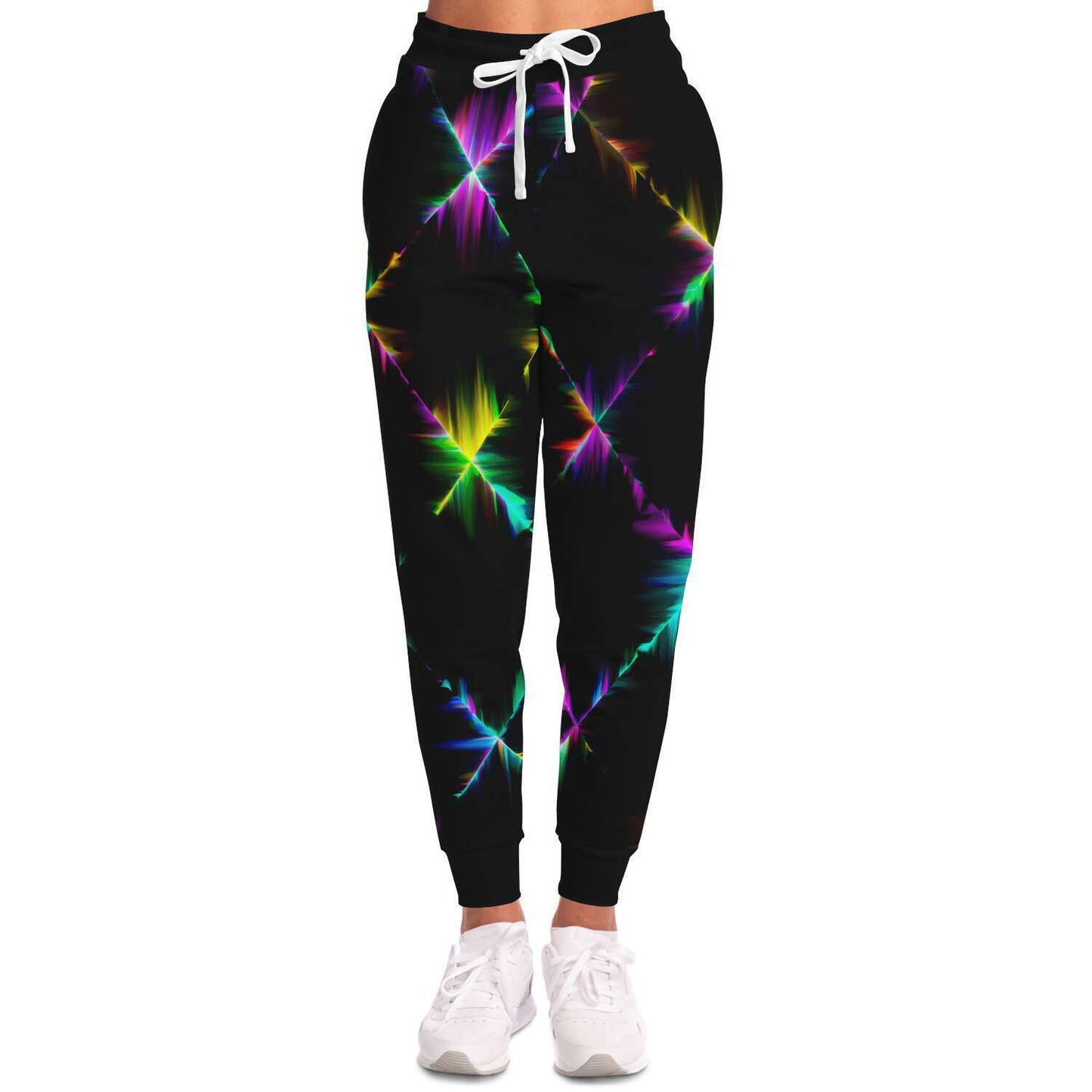 Black Abstract Feathered Rave Joggers