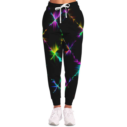 Black Abstract Feathered Rave Joggers