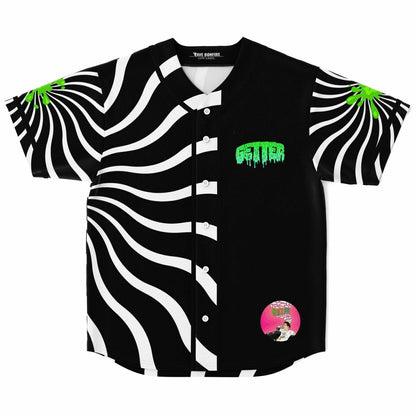 Getter Black White Spiral Optical Rave Baseball Jersey