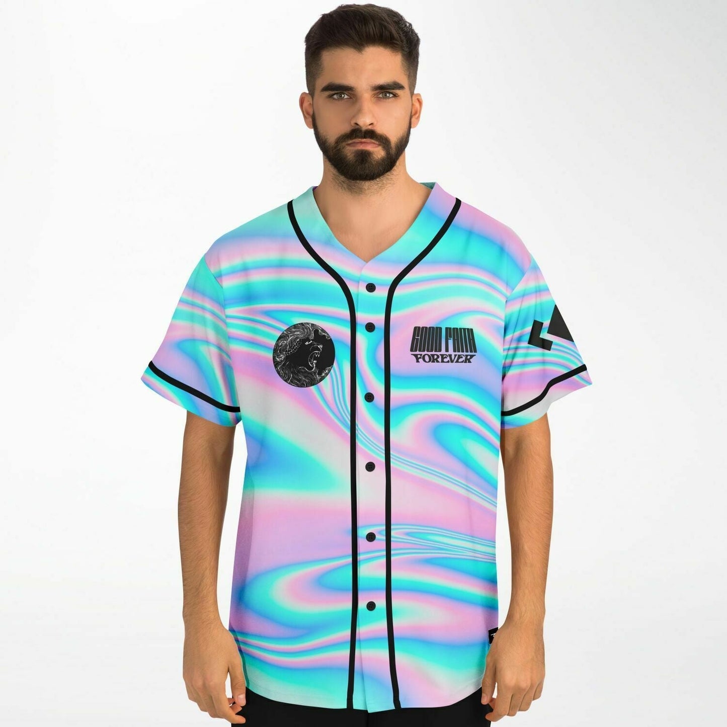 Pastel Holographic Swirling Marble Rave Baseball Jersey