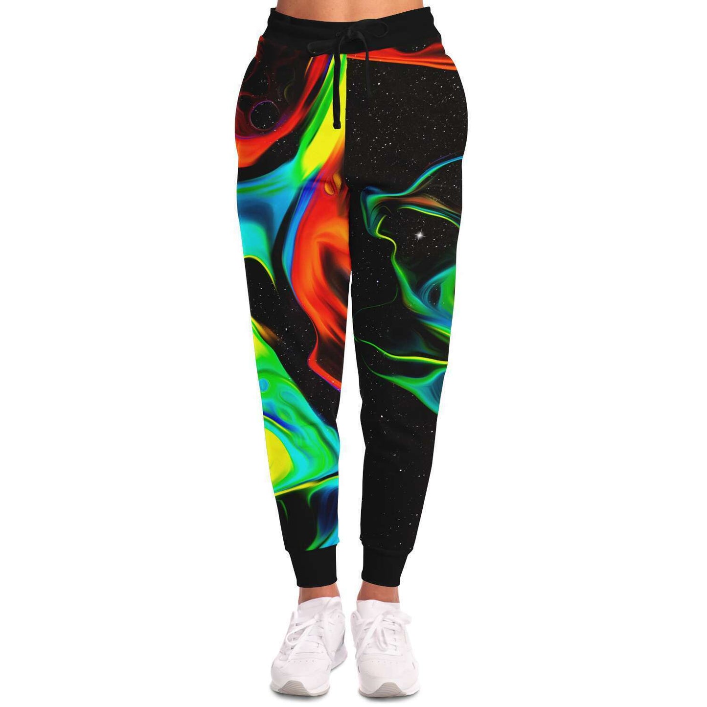 Black Neon Fluid Rave Joggers