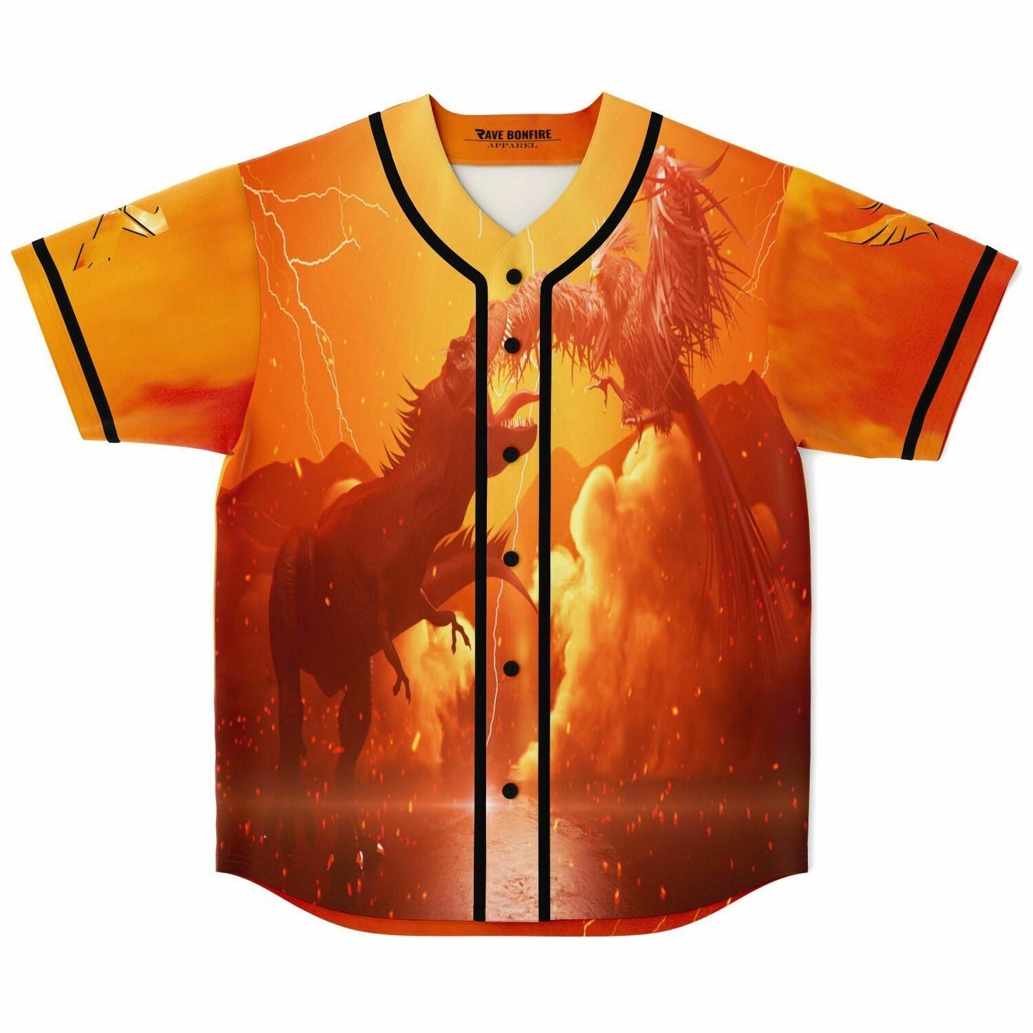 Fiery Orange Two Dragons Rave Baseball Jersey