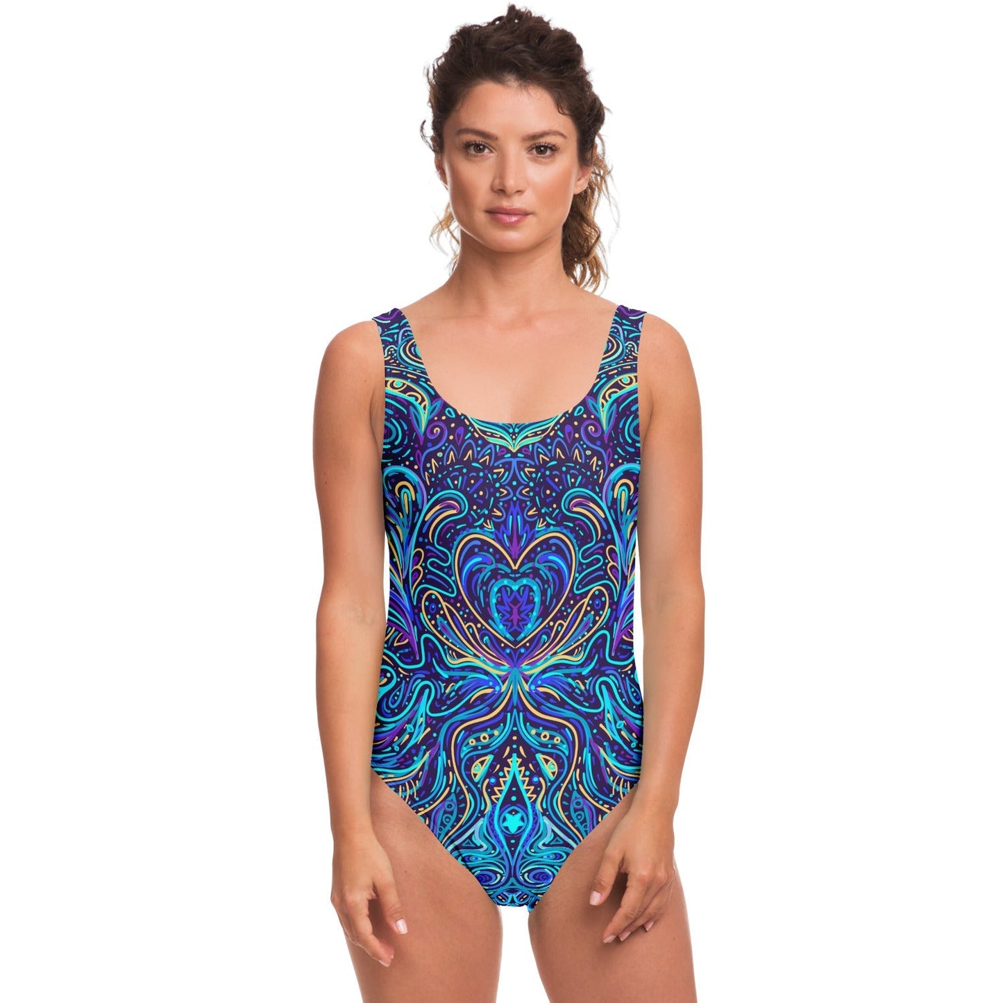 Deep Navy Symmetrical Psychedelic Rave Swimsuit