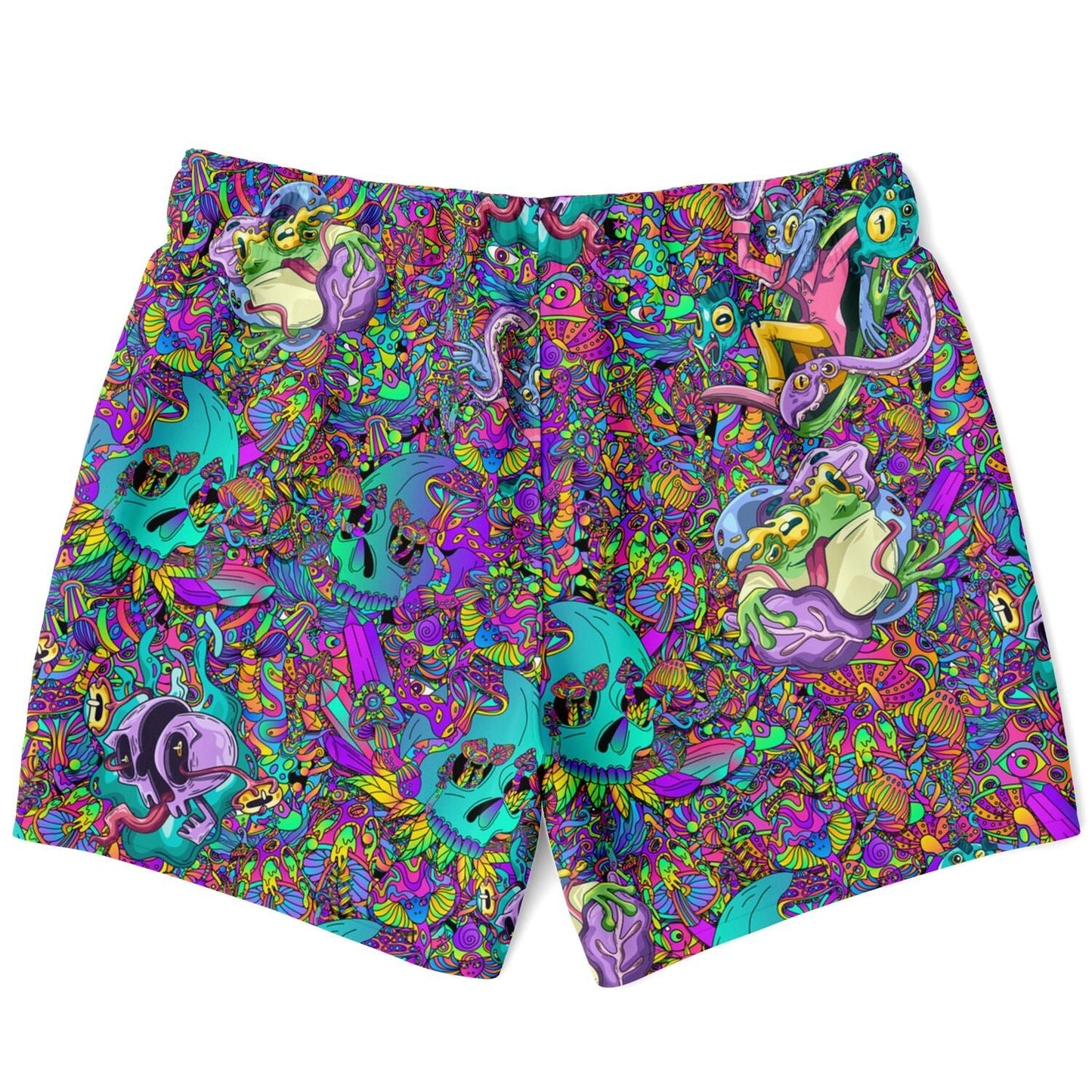— Teal Dense Psychedelic Rave Swim Trunks