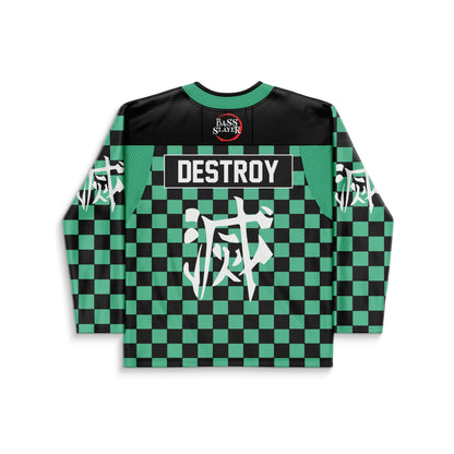 Green Black Japanese Fox Rave Hockey Jersey