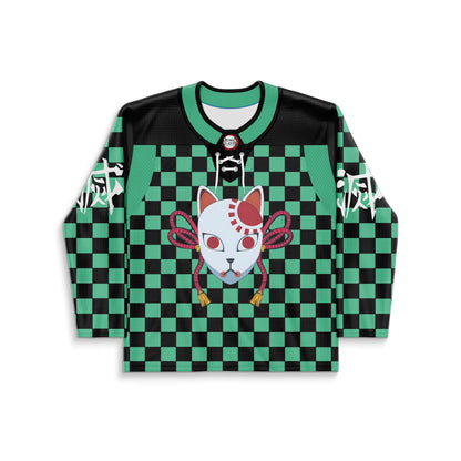Green Black Japanese Fox Rave Hockey Jersey