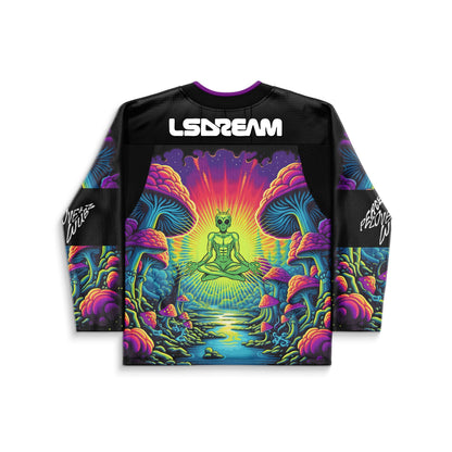 LSDREAM Black Psychedelic Glowing Rave Hockey Jersey