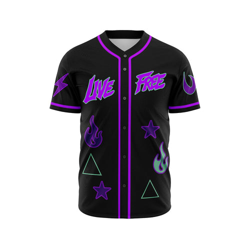 Black Scattered Icons Rave Baseball Jersey