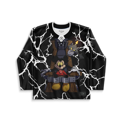 Black White Cartoon Mouse Rave Hockey Jersey