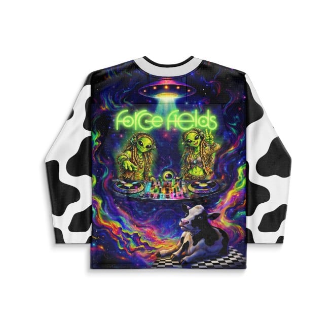 Force Fields Black White Two Green Rave Hockey Jersey