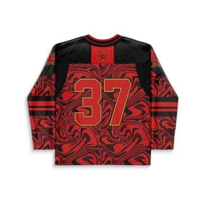 Red Black Yellow Faced Rave Hockey Jersey