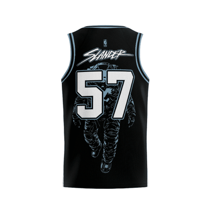 SLANDER Black Astronaut Walking Rave Basketball Jersey