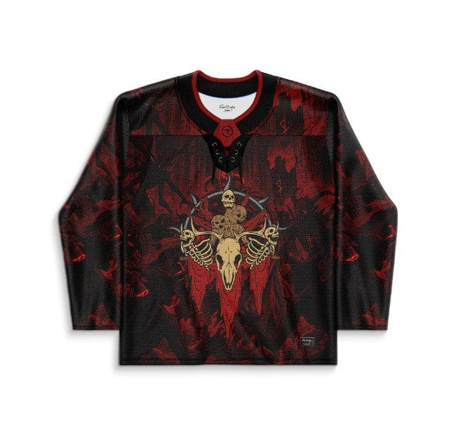 SVDDEN DEATH Dark Black Horned Animal Rave Hockey Jersey