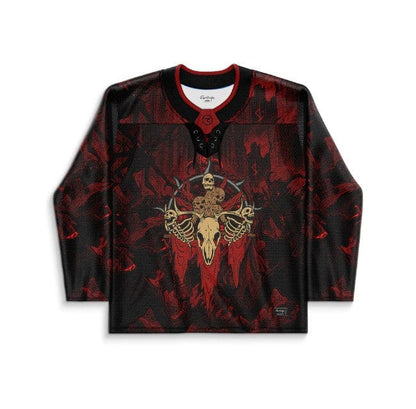 SVDDEN DEATH Dark Black Horned Animal Rave Hockey Jersey