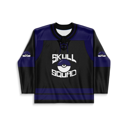 Black Cartoon Skull Rave Hockey Jersey