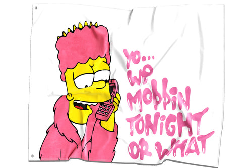 White Bart Simpson Rave Flag
