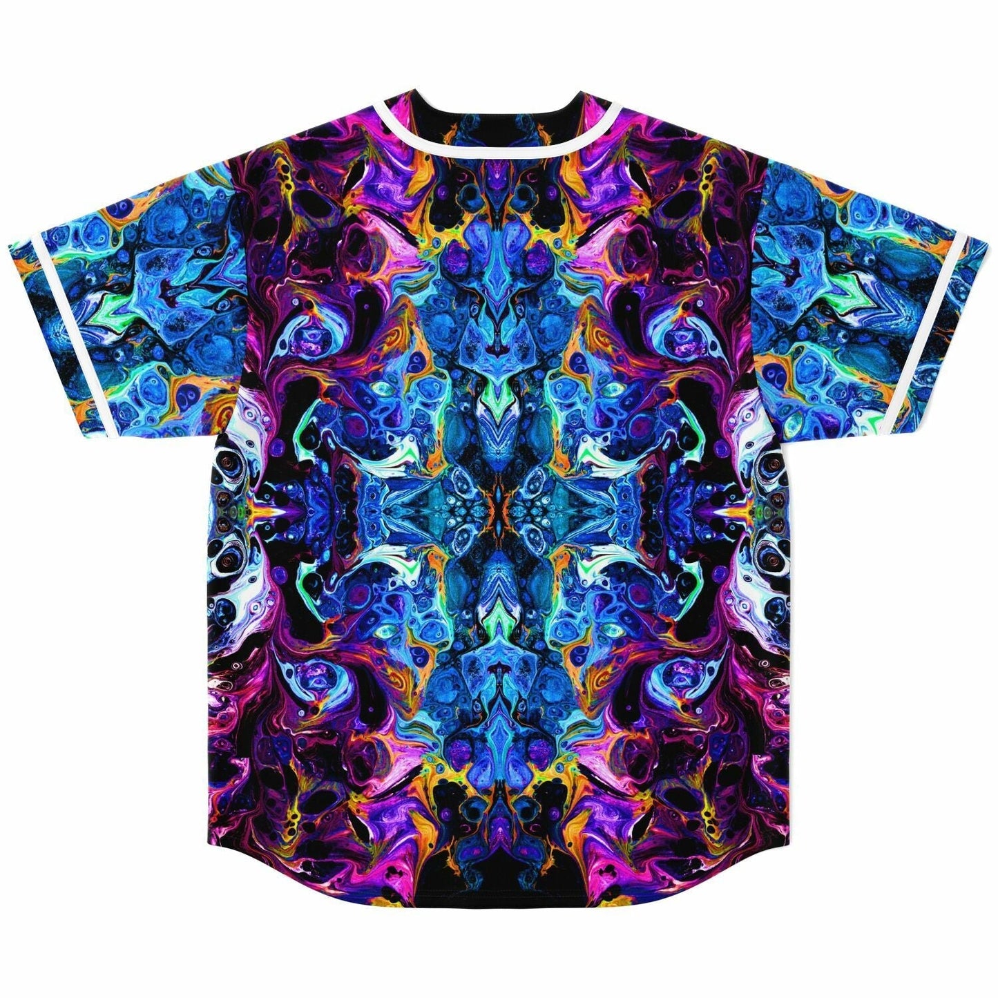 Vivid Purple Kaleidoscopic Mirrored Rave Baseball Jersey