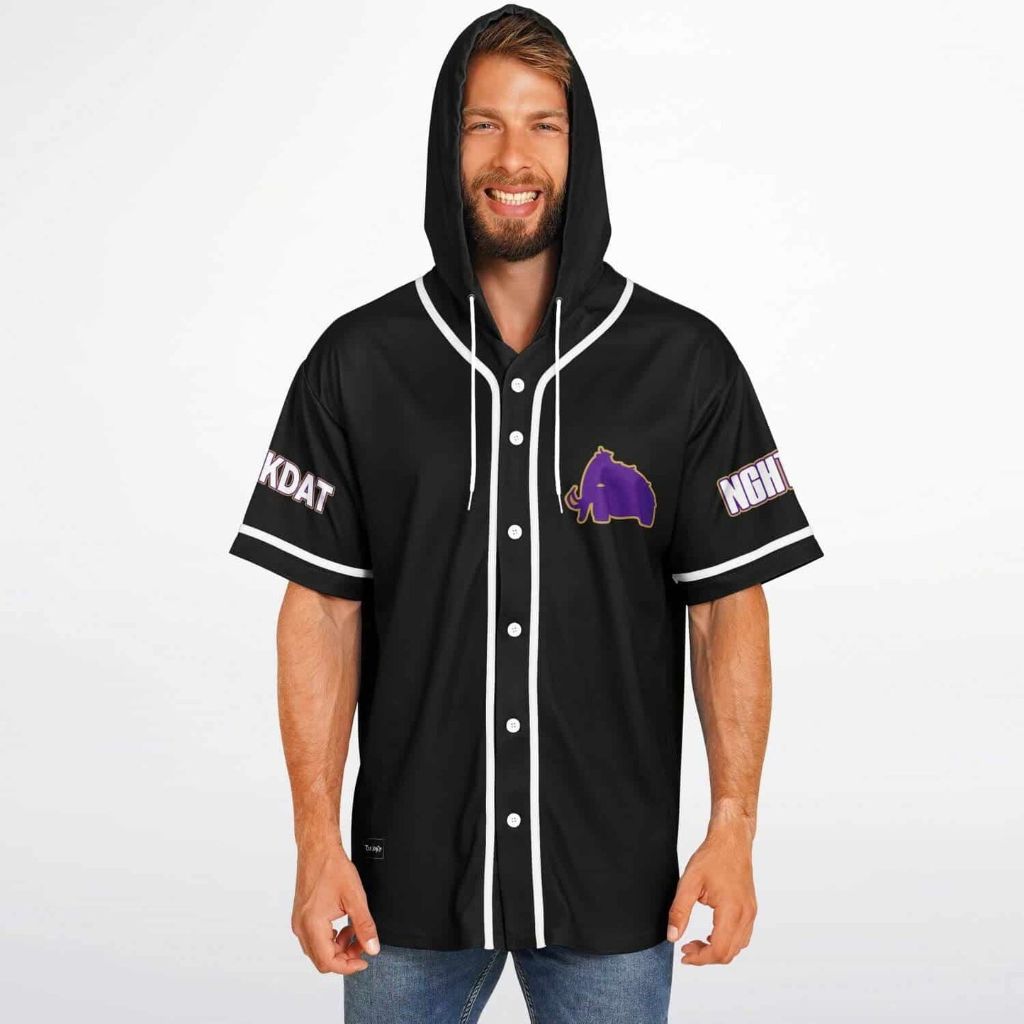 Wooli Black Sports Name Rave Hooded Baseball Jersey
