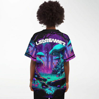 LSDREAM Purple Psychedelic Glowing Rave Baseball Jersey