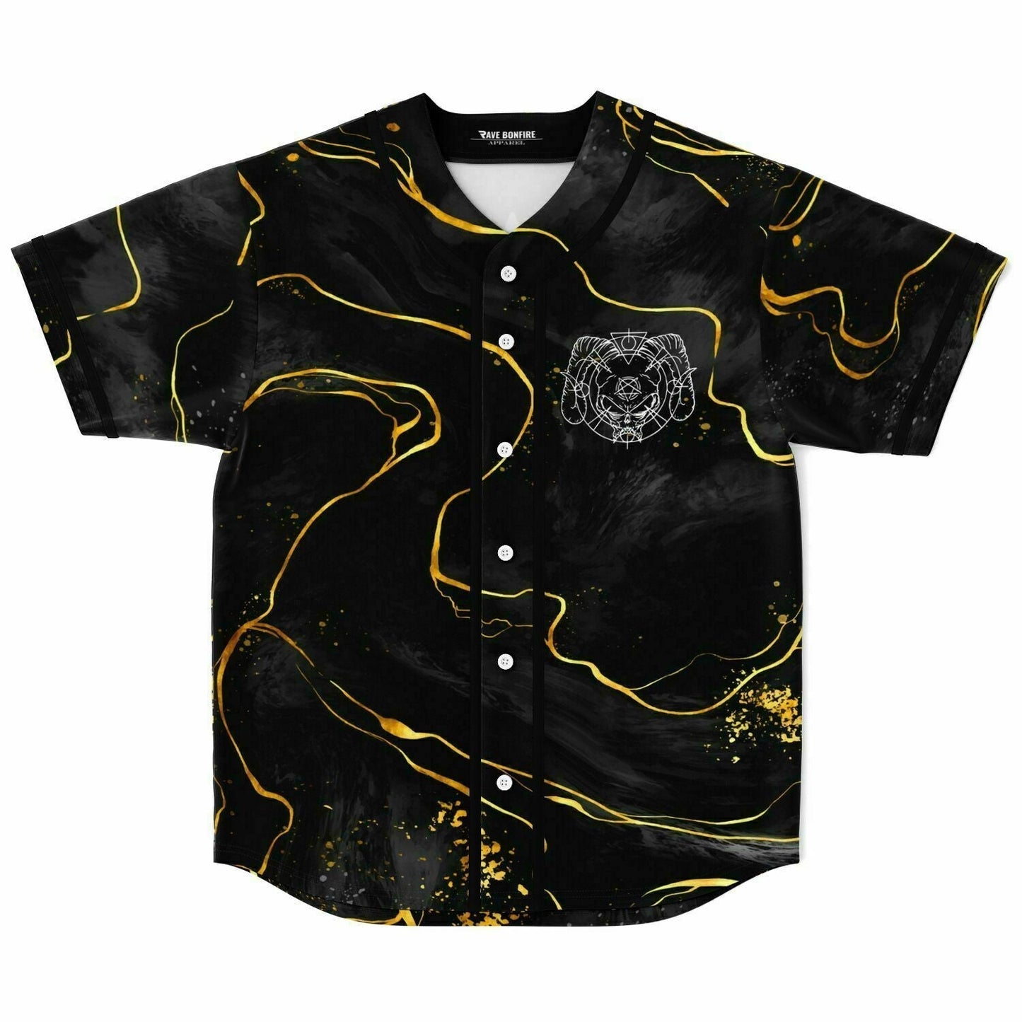 Marauda Black Gold Liquid Rave Baseball Jersey