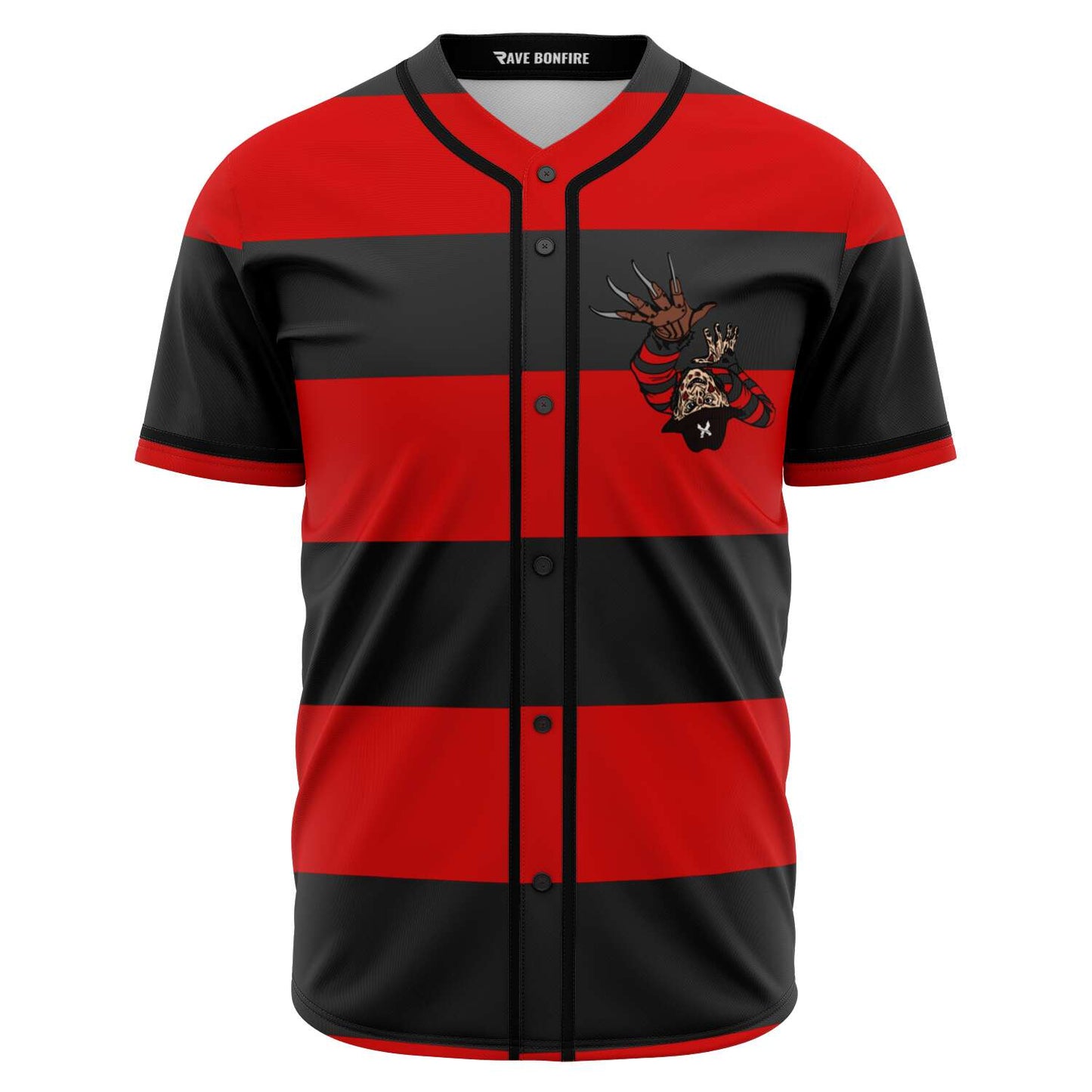 Red Black Freddy Krueger Rave Baseball Jersey