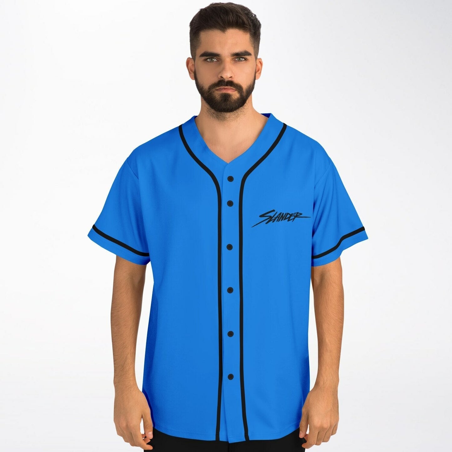 SLANDER Bright Blue ‘Slander’ Brush Rave Baseball Jersey