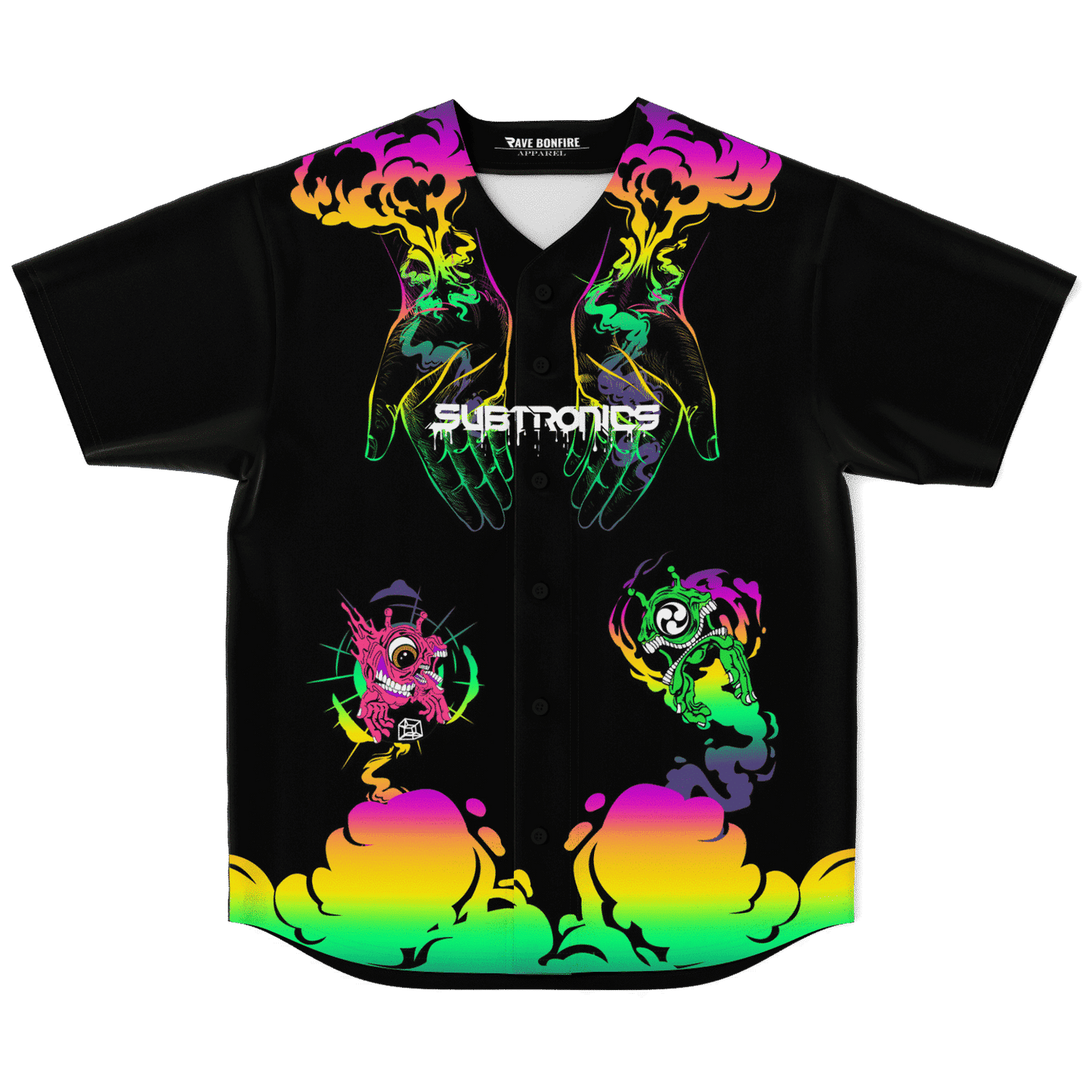 Subtronics Black Two Hands Rave Baseball Jersey