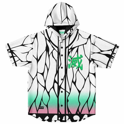 White Cracked Rave Hooded Baseball Jersey