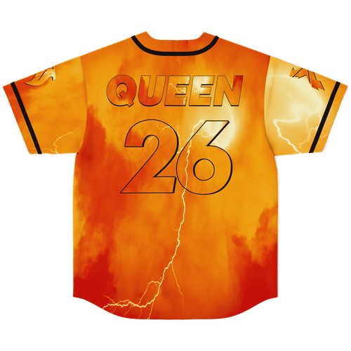 Orange Fiery Rearing Dragon Rave Baseball Jersey