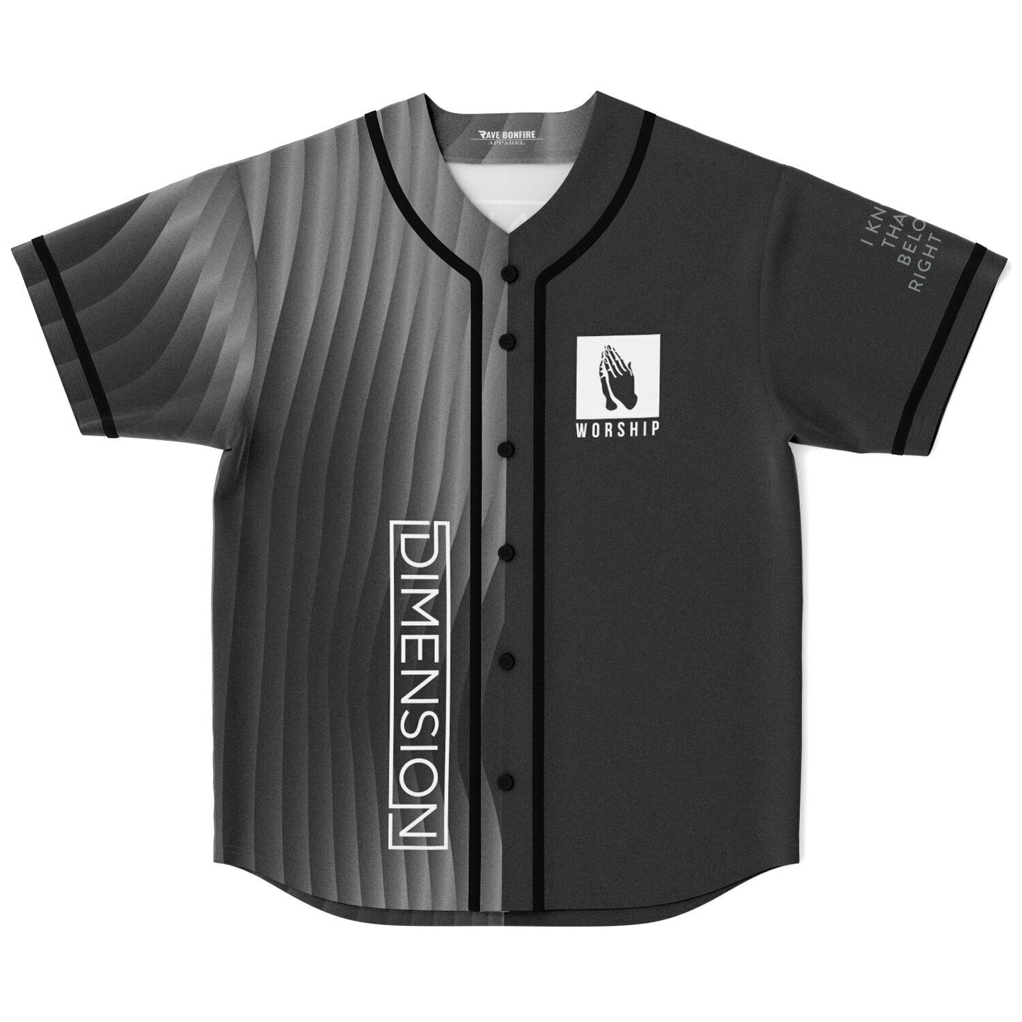 Dimension Monochrome Charcoal Flowing Curved Rave Baseball Jersey