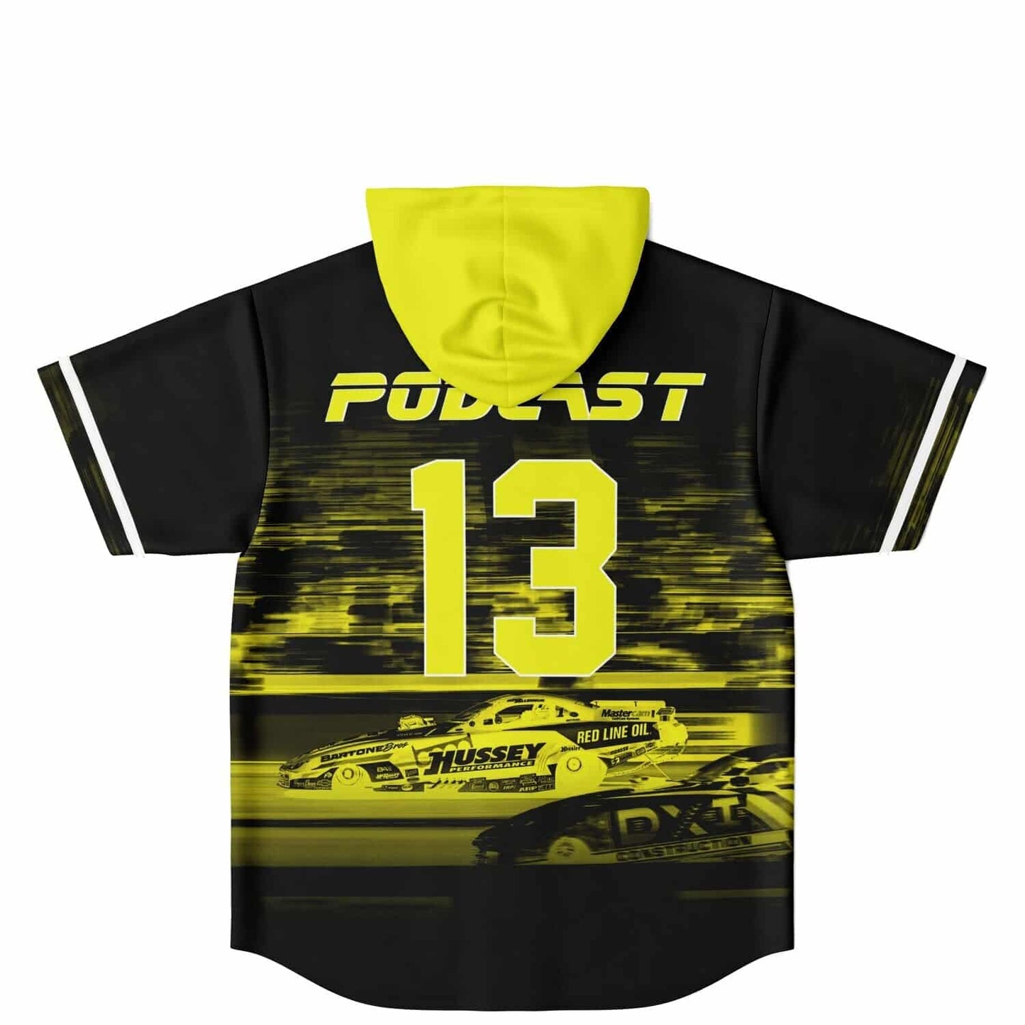Black Motion Blurred Rave Hooded Baseball Jersey
