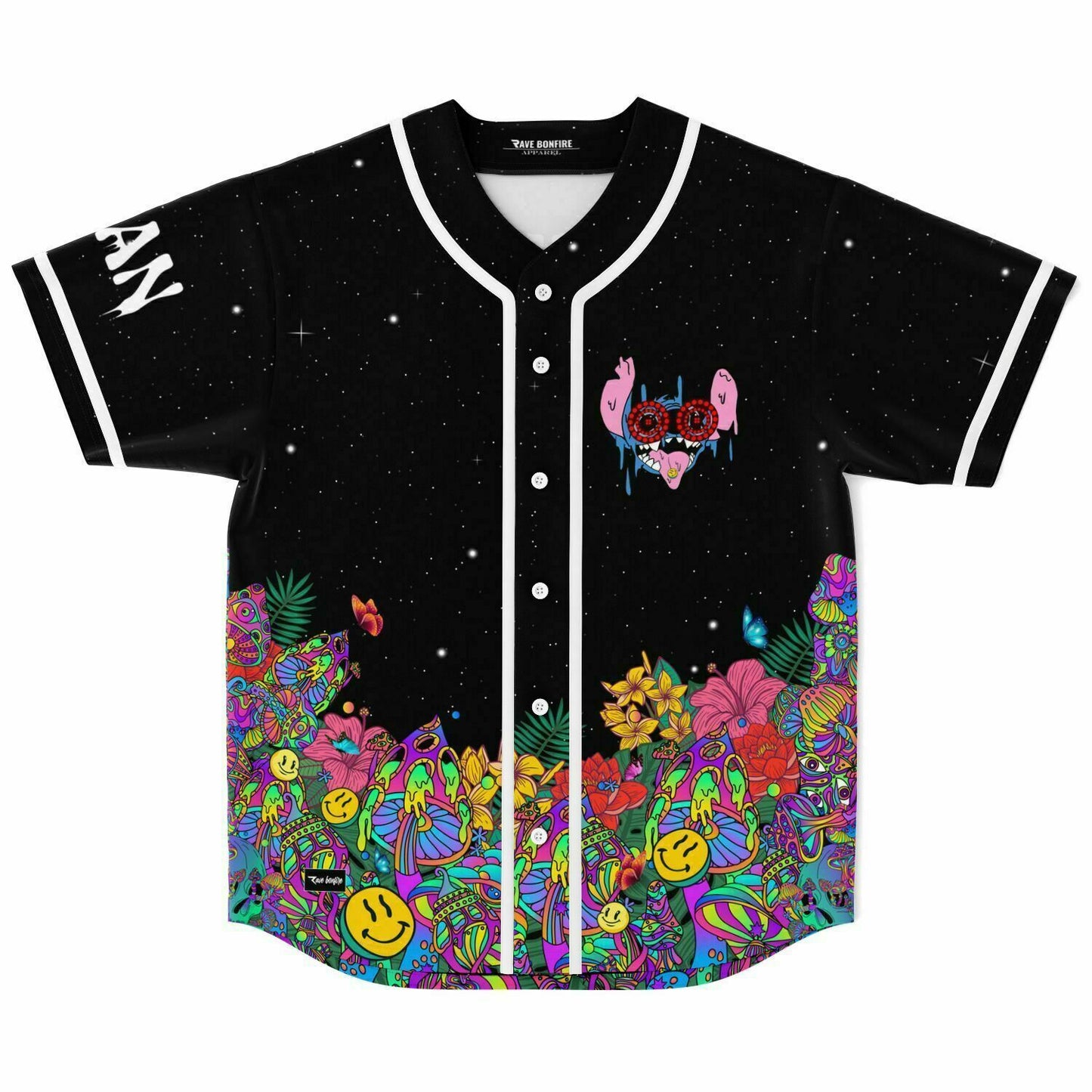 Black Starry Galaxy Top Rave Baseball Jersey