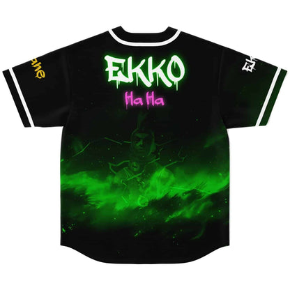 Black Glowing Green Rave Baseball Jersey