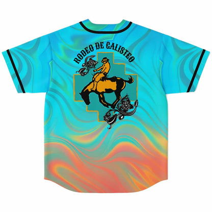Rodeo de Galisteo Turquoise Teal Cowboy Riding Rave Baseball Jersey