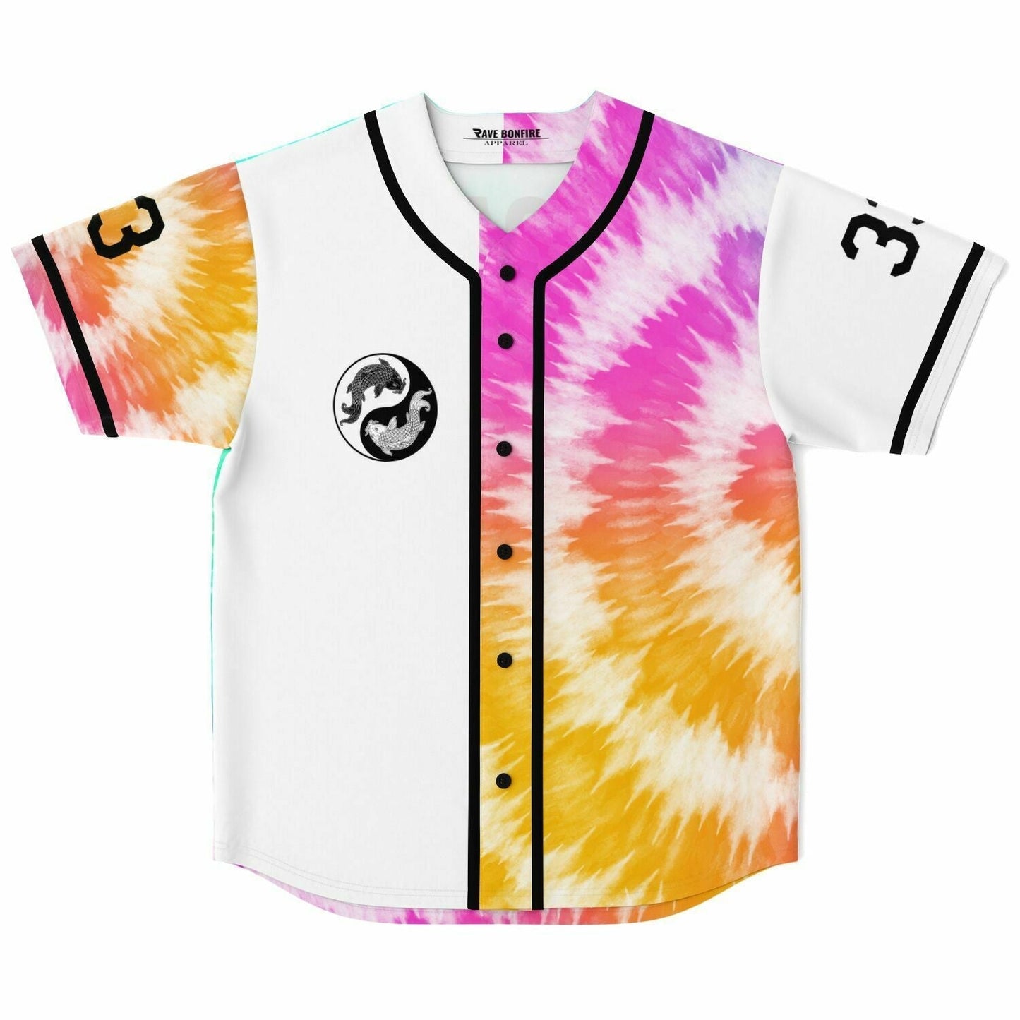 Rainbow Spiral Half White Rave Baseball Jersey