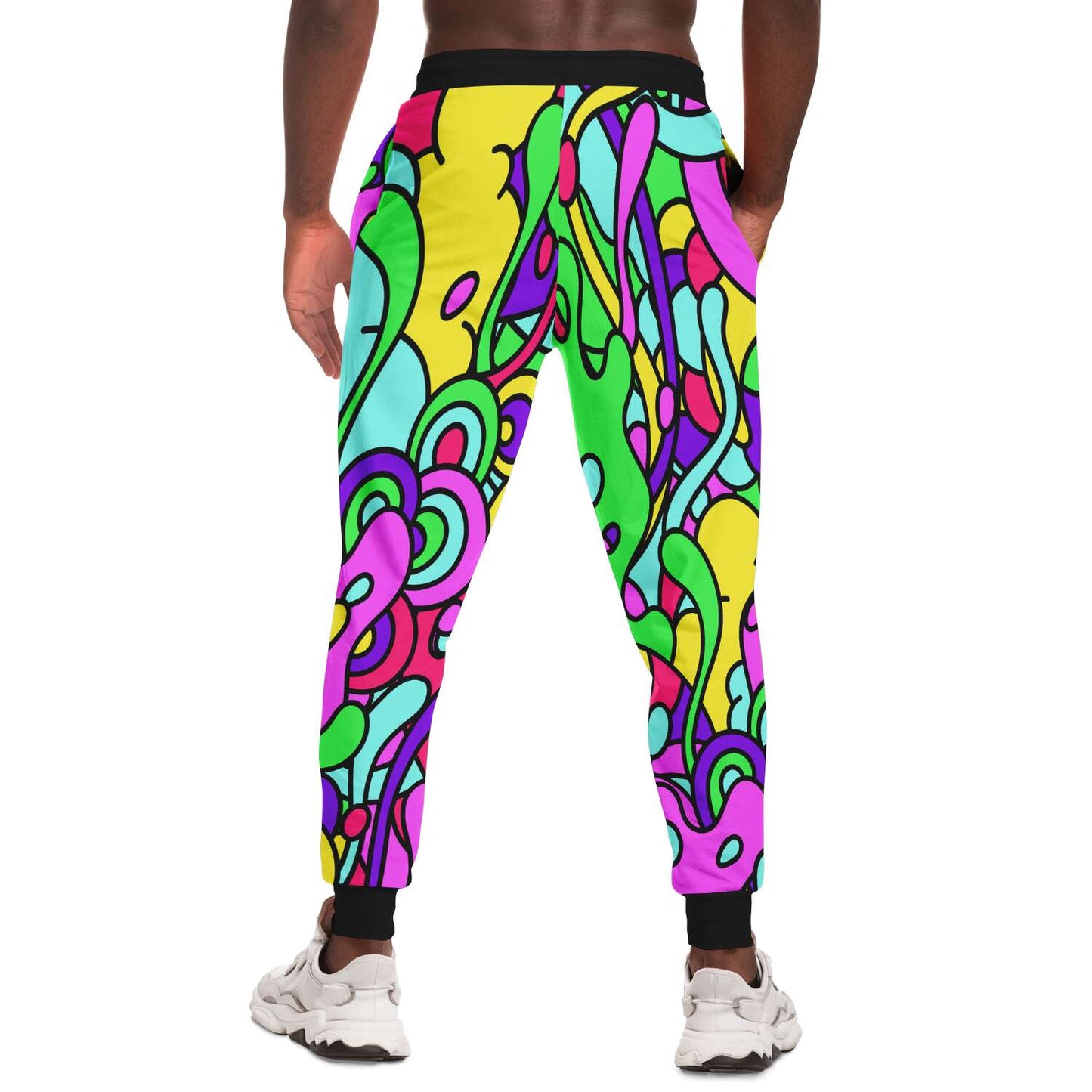Black Cuffs Abstract Groovy Rave Joggers