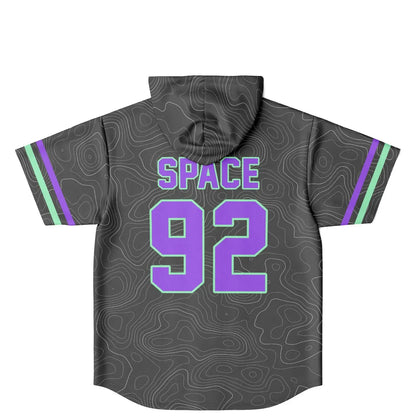 Space 92 Charcoal Topographic Contour Rave Hooded Baseball Jersey