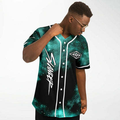 Slander Teal Green Cosmic Nebula Rave Baseball Jersey
