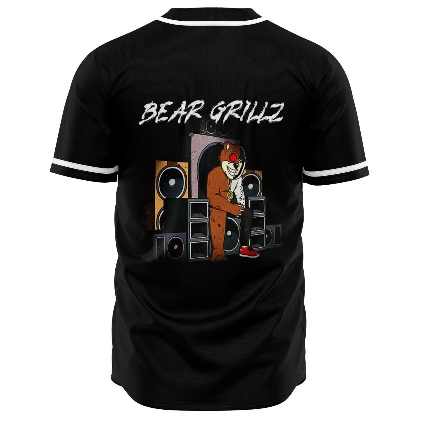 Bear Grillz Red Black Vertical ‘Demons’ Rave Baseball Jersey