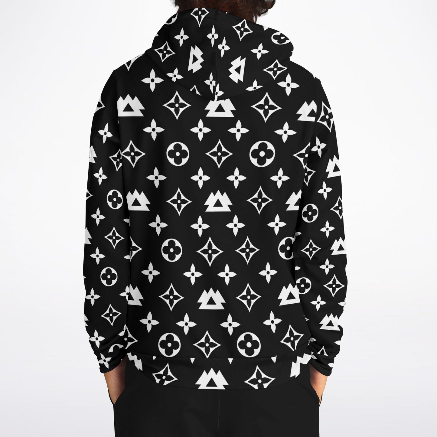 Black Monogram Pattern Rave Hoodie