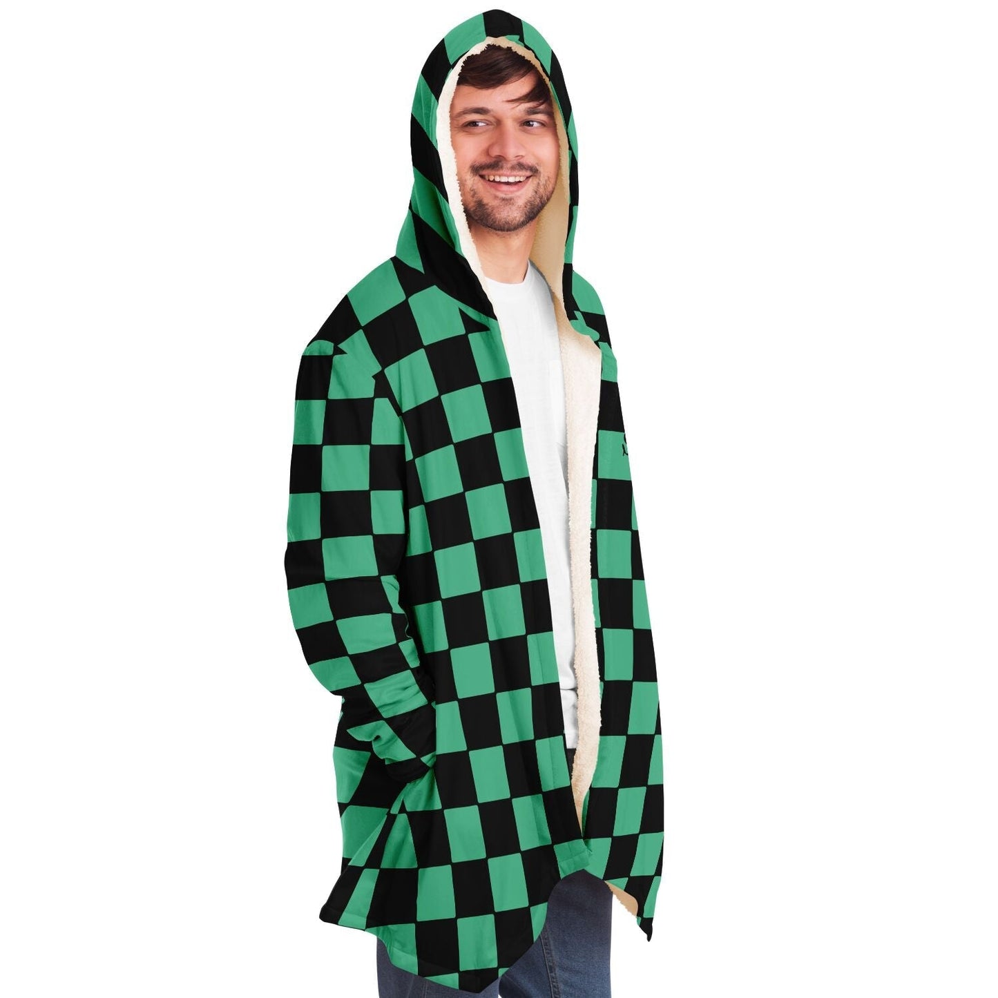 Teal Green Black Checkered Rave Cloak