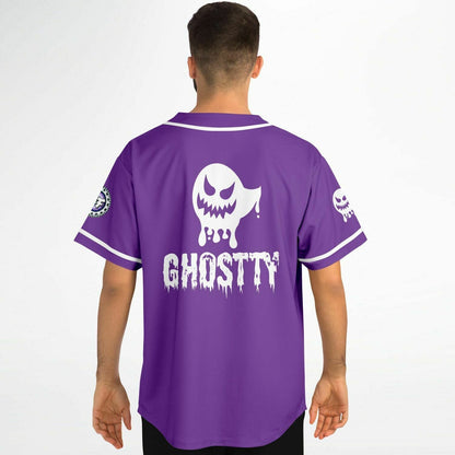 Ghostty Purple Drippy Cartoon Rave Baseball Jersey