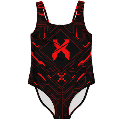 Black Futuristic Circuit Rave Swimsuit