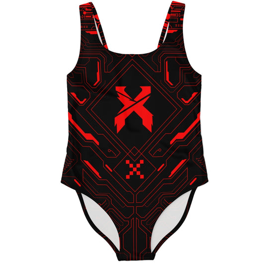 Black Futuristic Circuit Rave Swimsuit