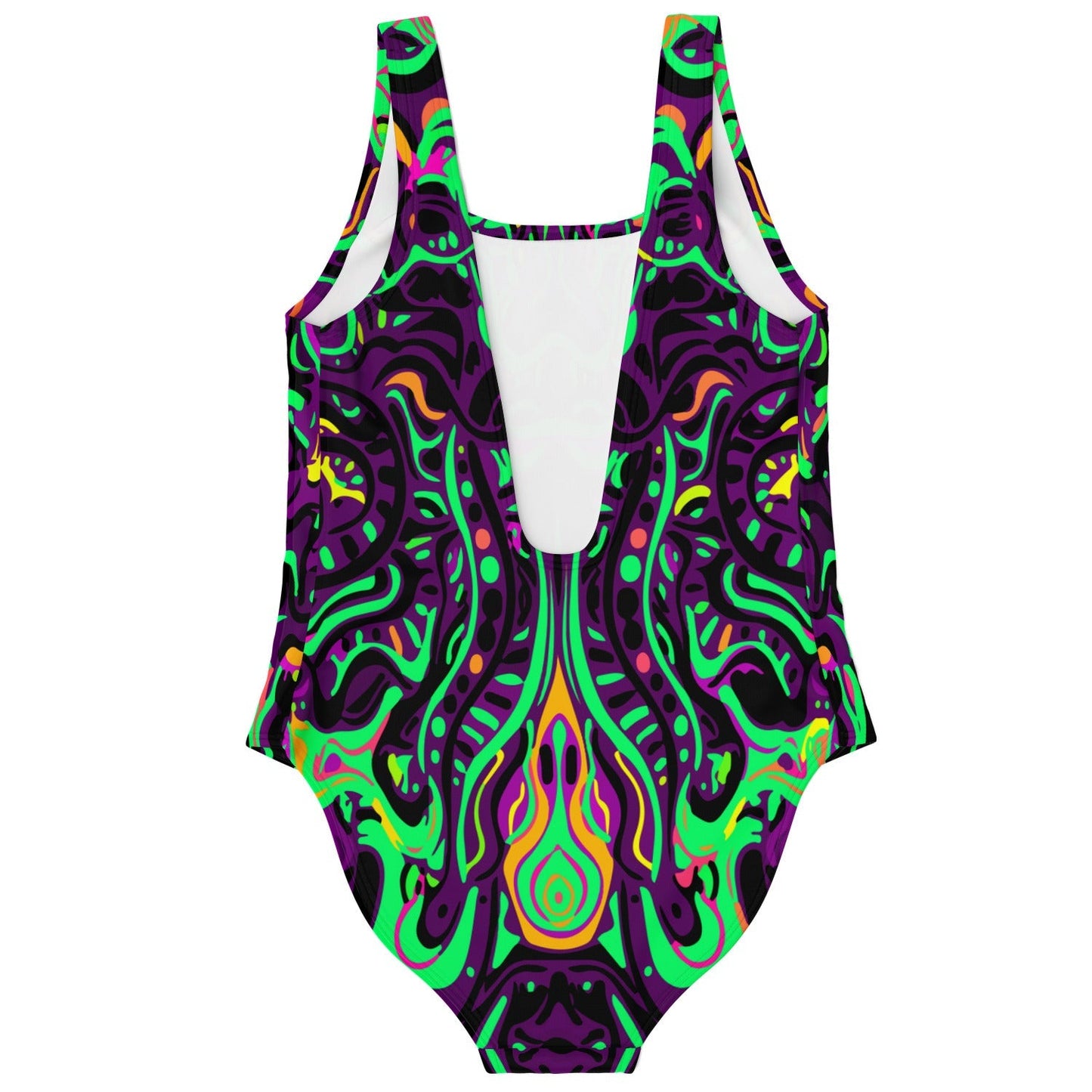 Black Symmetrical Psychedelic Rave Swimsuit
